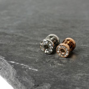 4 mm Flesh Tunnel und Ohr Plugs mit Steinchen