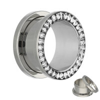 Flesh Tunnel - Silber - Kristall - Klar - Schutzschicht  10 mm
