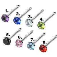Nose Stud straight - Silver - Crystal