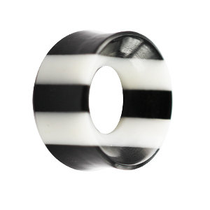 Flesh Tunnel - Horn - Schwarz - Weiß 10 mm