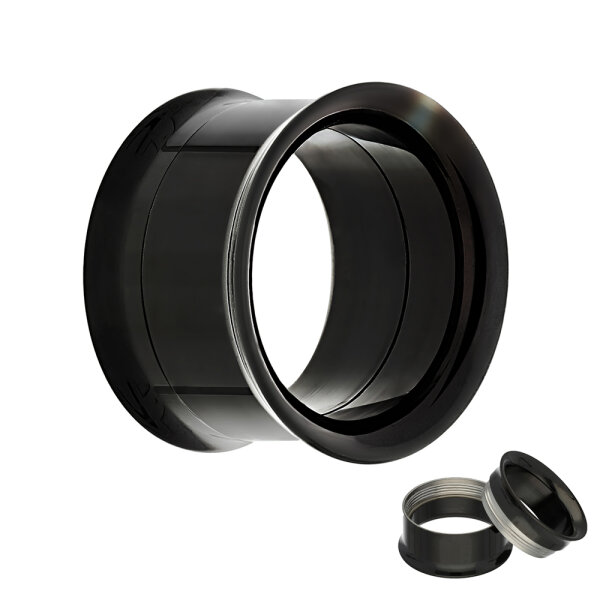 Double Flare Flesh Tunnel - Stahl - Schwarz - GEWINDE