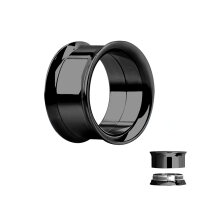 Double Flare Flesh Tunnel - Stahl - Schwarz - GEWINDE