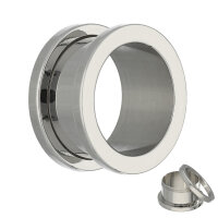 Ohr Flesh Tunnel mit Gewinde | Stahl | Silber | 10 mm