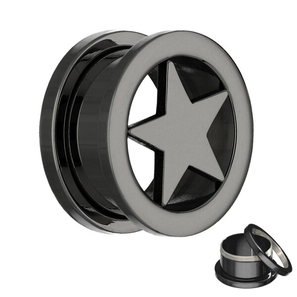 Stern Flesh Tunnel - Stahl - Schwarz 14 mm