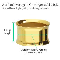 Stahl Ohr Flesh Tunnel | Gold | Dünn | 12 mm