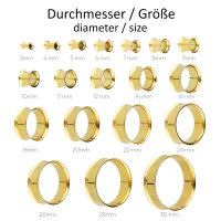 Stahl Ohr Flesh Tunnel | Gold | Dünn | 12 mm