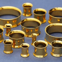 Stahl Ohr Flesh Tunnel | Gold | Dünn | 30 mm