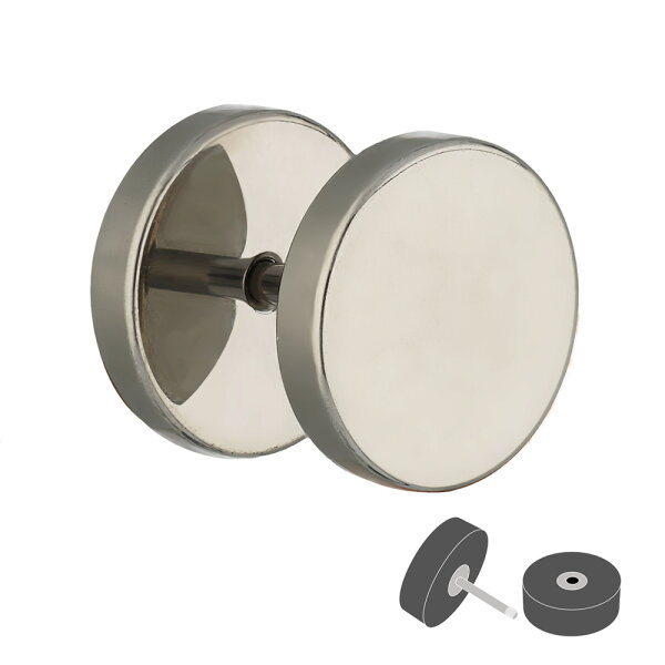Piercing Fake Plug - Titan - Silber [4.] - 1.2 x 10 mm