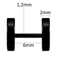 Piercing Fake Plug - Titan - Schwarz - [3.] - 1,2 x 8 mm