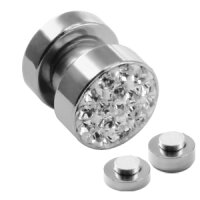 Magnet Fake Plug - Stahl - Silber - Kristalle [05.] - lila