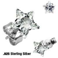 Sterling Silber Ohrstecker - Stern Kristall