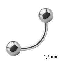Piercing Banane - Stahl - Silber - 1.2mm [01.] - 1.2 x 5 mm (Kugeln: 2.5mm)