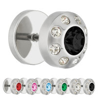 Piercing Fake Plug - Silber - Kristall