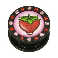 Kristall Bild Plug - Gewinde - Erdbeere