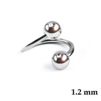 Piercing Spirale - Stahl - Silber - 1.2mm [01.] - 1.2 x 5 mm (Kugeln: 2.5mm)