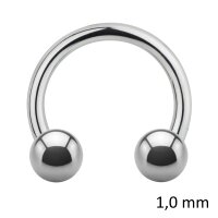 Piercing Hufeisen - Stahl - Silber - 1.0mm [06.] - 1.0 x 10 mm (Kugeln: 2.5mm)