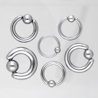 Klemmkugelring Piercing BCR | Silber | [12.] - 2.5 x 8 mm (Kugel: 5mm)