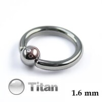 Piercing Klemmring - Titan - Silber - 1.6mm [02.] - 1.6 x 8 mm (Kugel: 4mm)