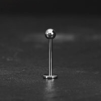 Piercing Labret - Stahl - Silber - 1.0mm [01.] - 1.0 x 5 mm (Kugel: 3mm)