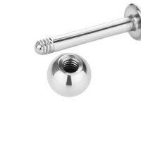 Piercing Labret - Stahl - Silber - 1.2mm [16.] - 1.2 x 6 mm (Kugel: 4mm)