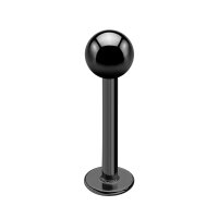 Piercing Labret - Stahl - Schwarz - 1.0mm [01.] - 1.0 x 5 mm (Kugel: 3mm)