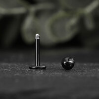 Piercing Labret - Stahl - Schwarz - 1.0mm [01.] - 1.0 x 5 mm (Kugel: 3mm)
