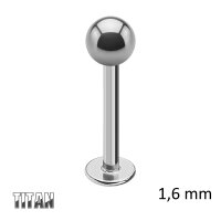 Piercing Labret - Titan - Silber - 1.6mm [05.] - 1.6 x 12 mm (Kugel: 4mm)