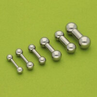 Barbell Piercing Stab Hantel | Silber | [17.] - 3.0 x 8 mm (Kugeln: 6mm)
