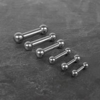 Barbell Piercing Stab Hantel | Silber | [17.] - 3.0 x 8 mm (Kugeln: 6mm)