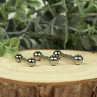 Barbell Piercing Stab Hantel | Silber | [17.] - 3.0 x 8 mm (Kugeln: 6mm)