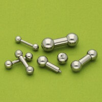 Barbell Piercing Stab Hantel | Silber | [25.] - 4.0 x 8 mm (Kugeln: 8mm)