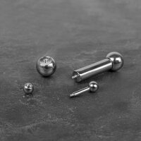 Barbell Piercing Stab Hantel | Silber | [25.] - 4.0 x 8 mm (Kugeln: 8mm)