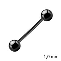 Piercing Stab - Stahl - Schwarz - 1.0mm [05.] - 1.0 x 12 mm (Kugeln: 4mm)