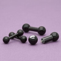 Piercing Stab - Stahl - Schwarz - 2.0mm bis 6.0mm [17.] - 3.0 x 8 mm (Kugeln: 6mm)