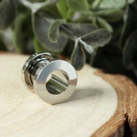 Ohr Flesh Tunnel mit Gewinde | Stahl | Silber