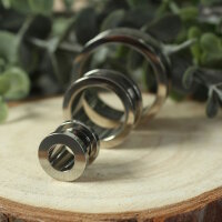 Ohr Flesh Tunnel mit Gewinde | Stahl | Silber