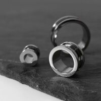 Ohr Flesh Tunnel mit Gewinde | Stahl | Silber