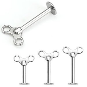 Piercing Labret - Silber - Aufziehschlüssel [1.] - 1.2 x 6mm (Schlüssel: 7.5mm)