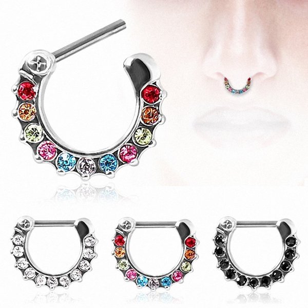 Septum Klicker - Silber - Kristalle - Rund