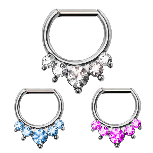 Septum Klicker - Silber - Kristalle - Spitz