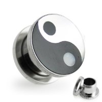 Ohr Plug - Stahl - Ying & Yang - Muschel