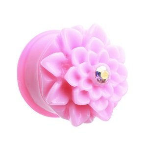 Ohr Plug - Kunststoff - Chrysantheme - Pink