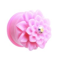 Ohr Plug - Kunststoff - Chrysantheme - Pink