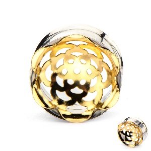 Ohr Plug - Stahl - Mandala - Rund - Gold