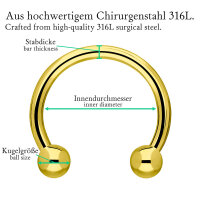 Piercing Hufeisen - Stahl - Gold