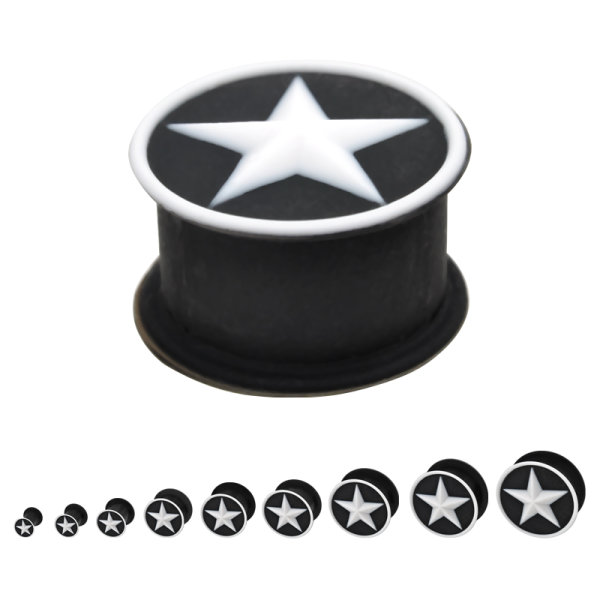 Silikon Plug - Schwarz - Stern Weiß