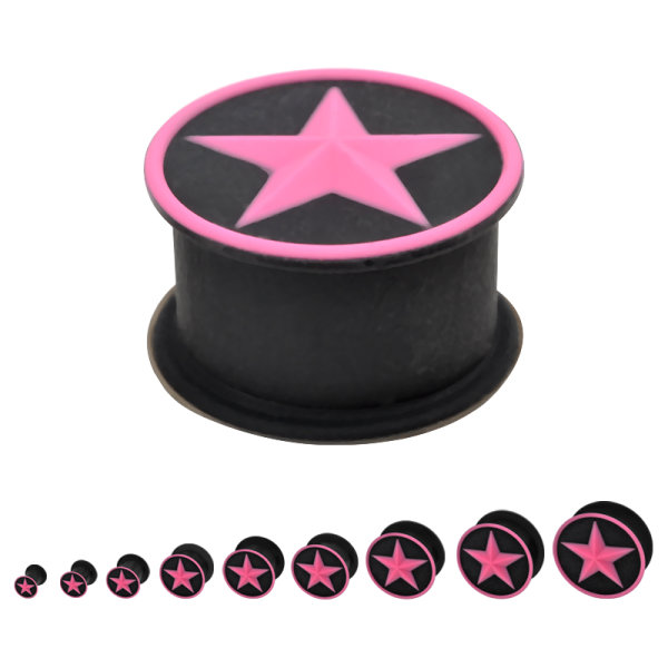 Silikon Plug - Schwarz - Stern Pink