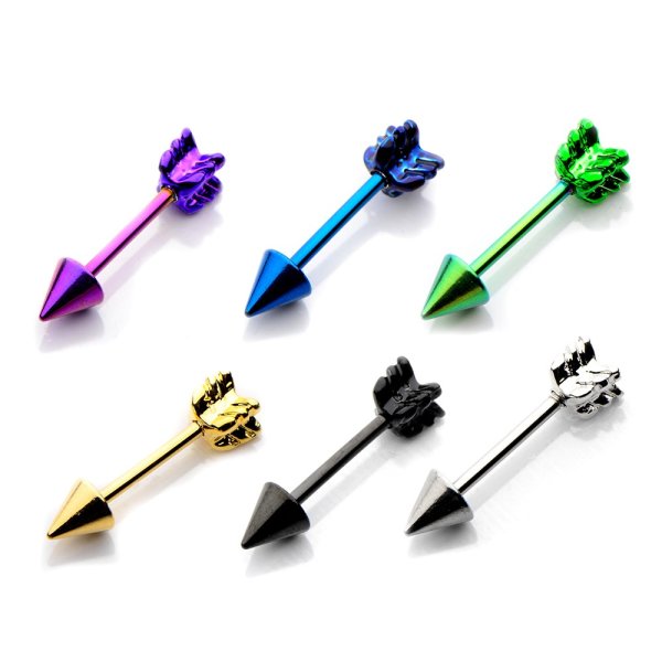 Piercing Stab mit Kugel - Kurz - Pfeil - Bunt