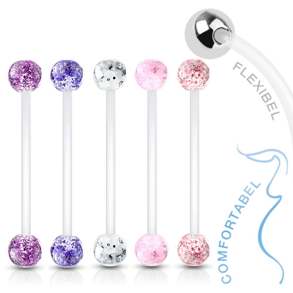 LAURITAMI Schwangerschafts Bauchnabelpiercing - Flexibles Kunststoff Piercing 38mm