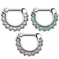 Septum Klicker - Silber - Opalith - Rund